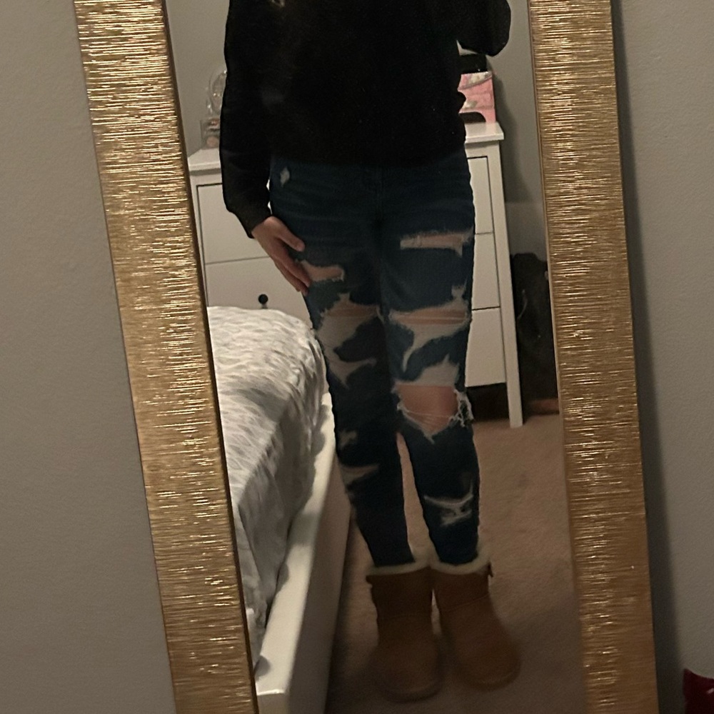 American Eagle High-Waisted Ripped Jeans